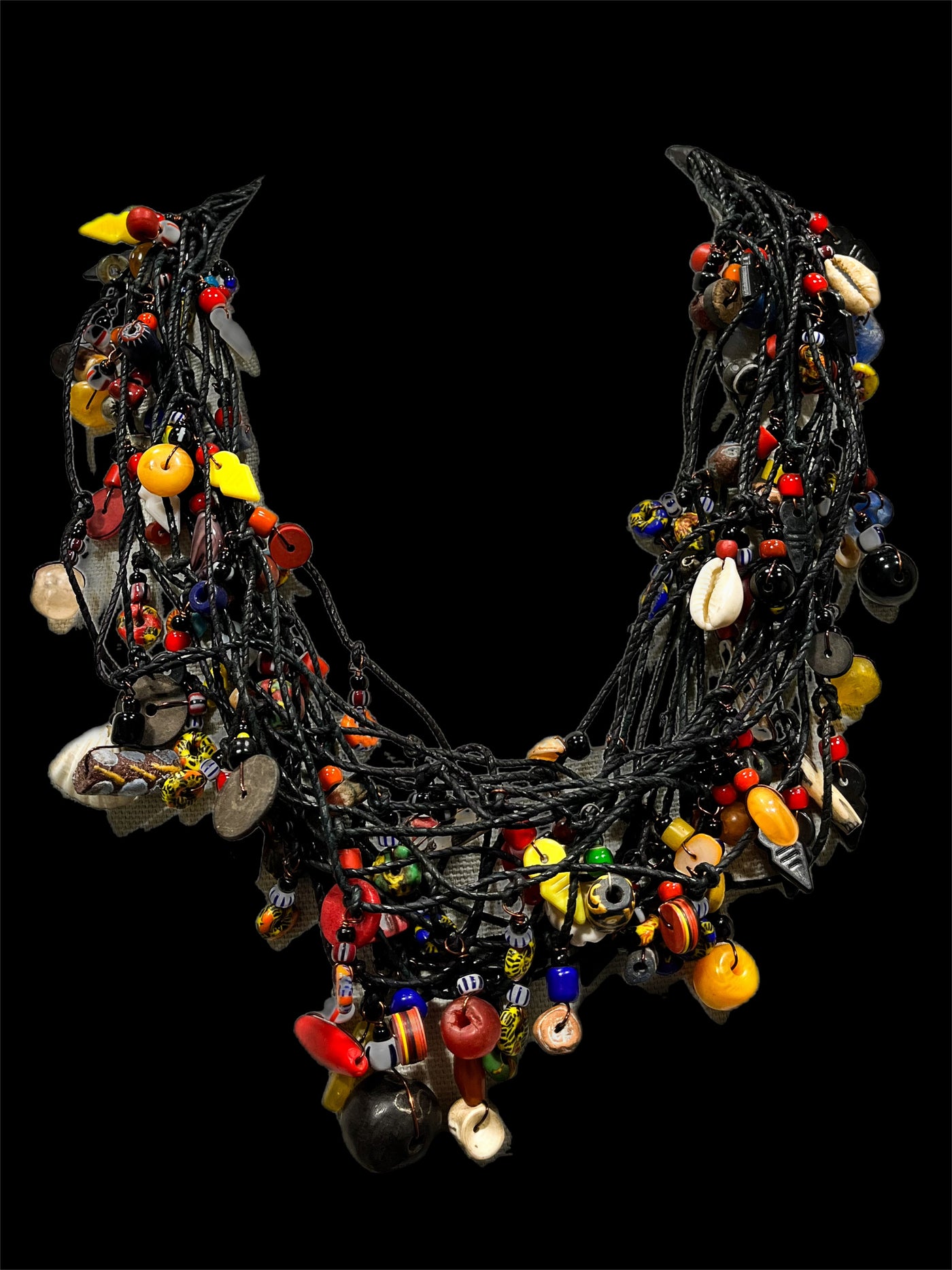 Ghana trade beads/ other beads roped necklace