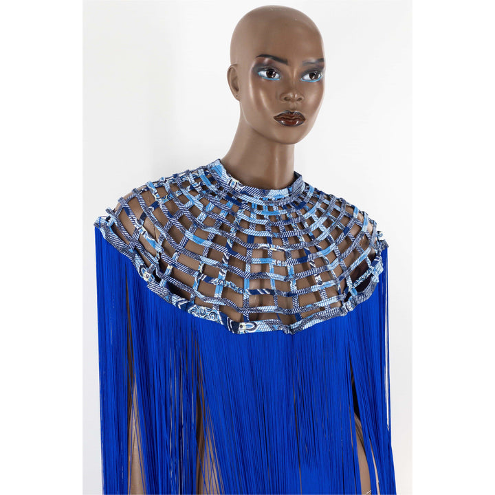 Queen Ankara Laced Long Fringe Cape - Trufacebygrace