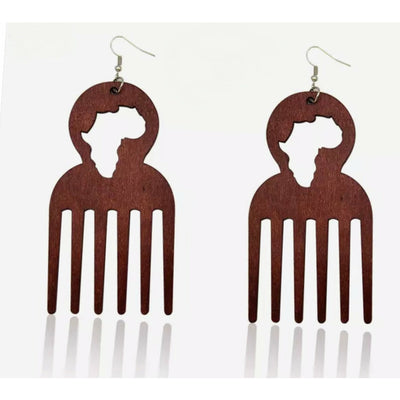 Large Wooden comb Africa Earrings - Trufacebygrace