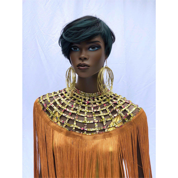 Queen Ankara Laced Long Fringe Cape - Trufacebygrace