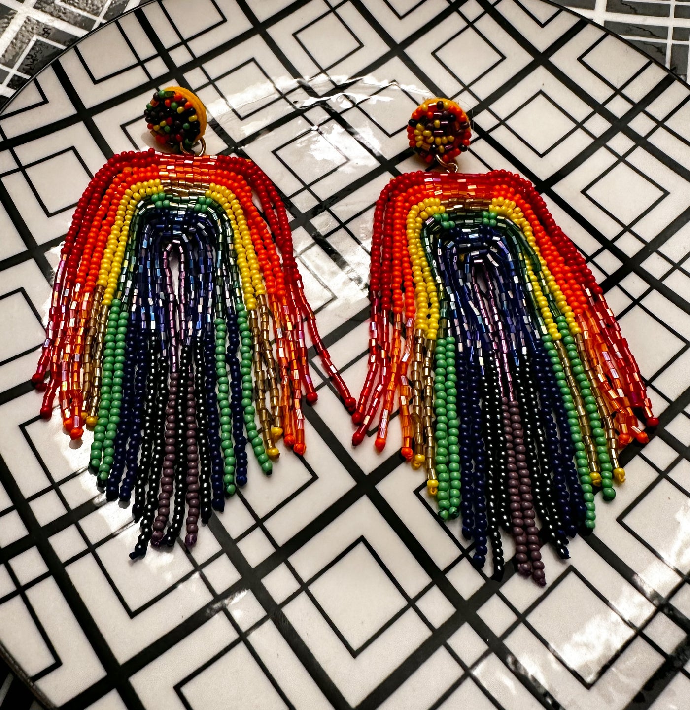 Vee tassel colorful earrings