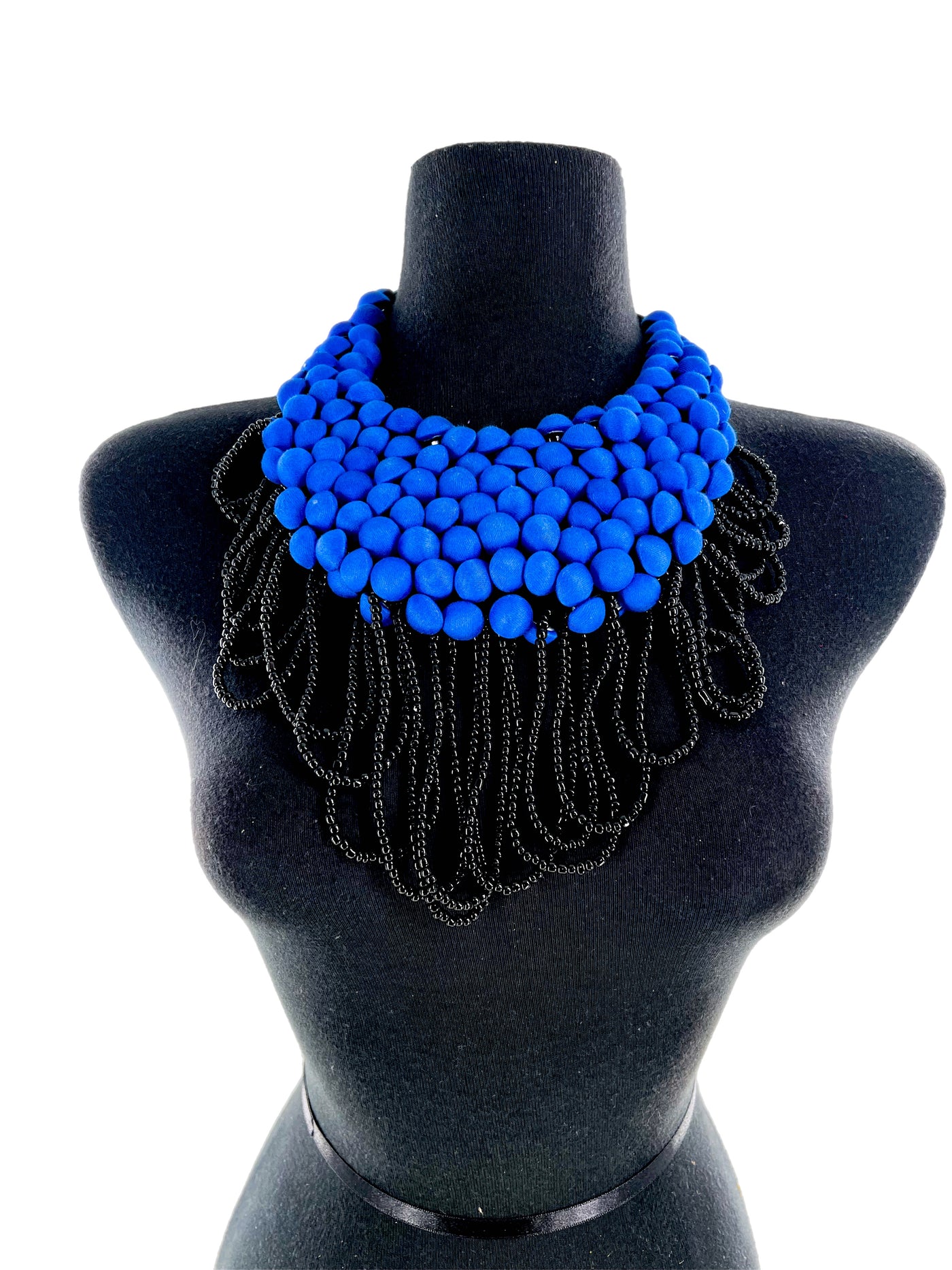 Ankara fabric buttons Neckpiece with beads