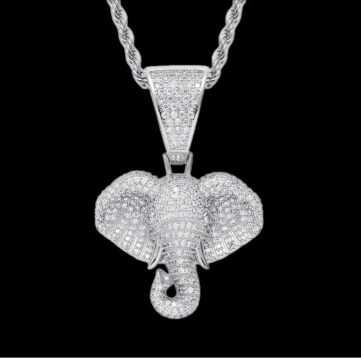 Unisex Elephant head bling necklace