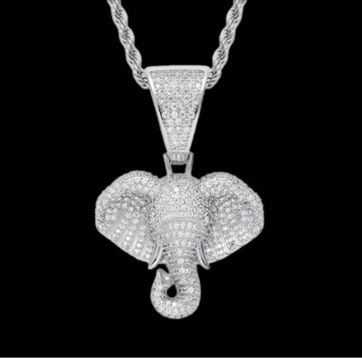Unisex Elephant head bling necklace