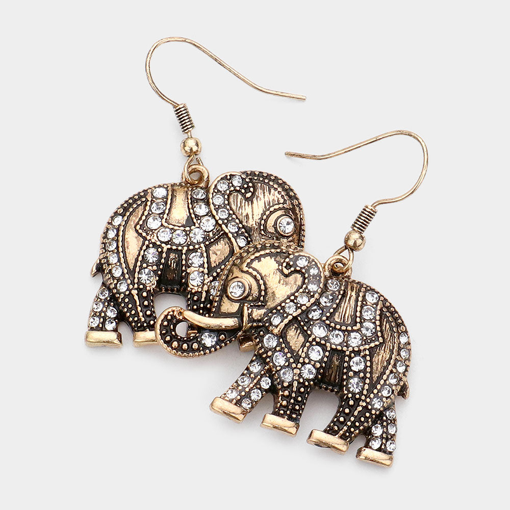 Osuno embellished rhinestones elephant earrings