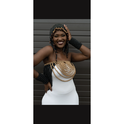 Eno Nie Wooden Beads Reversible Neckpiece/waist belt