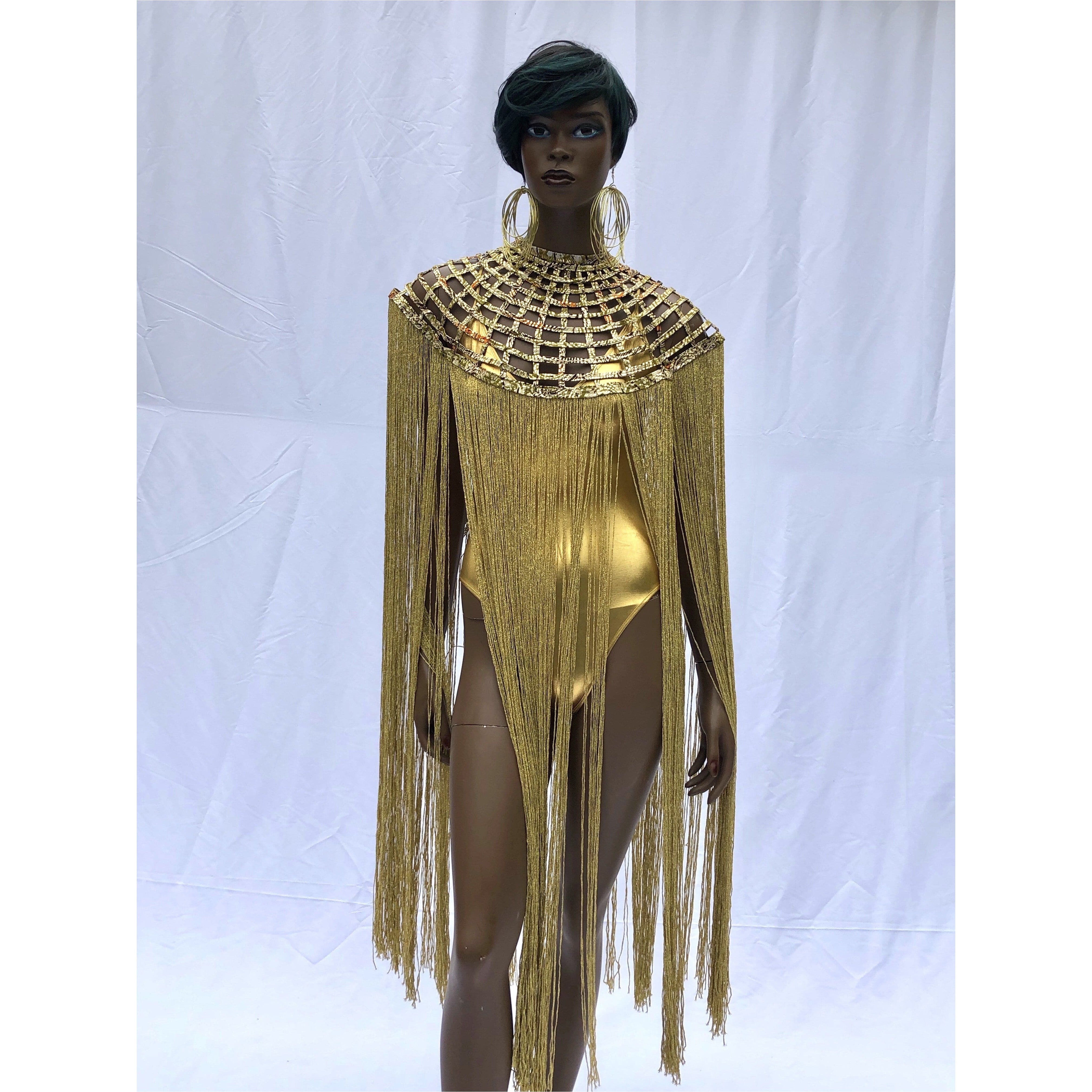 Queen Ankara Laced Long Fringe Cape - Trufacebygrace