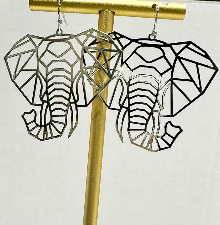 Osuno- elephant head Cut out Brass Earrings