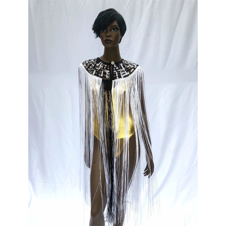 Queen Ankara Laced Long Fringe Cape - Trufacebygrace