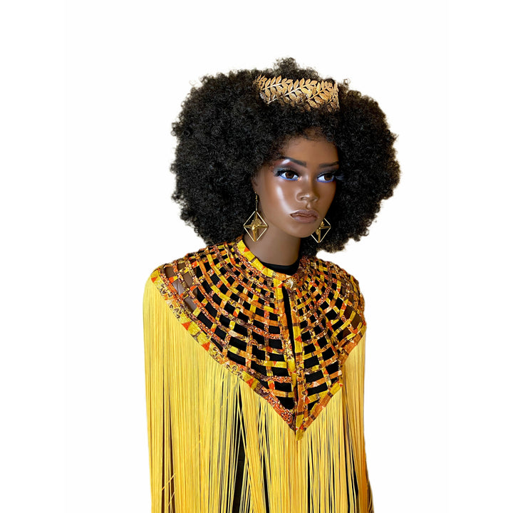 Queen Ankara Laced /Laticed Long Fringe Cape - Trufacebygrace