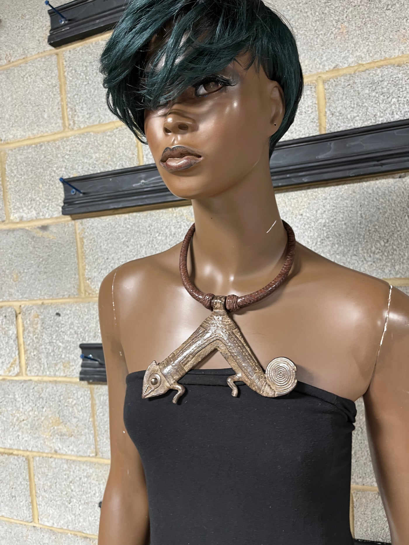Hasrat Vintage Metal and Leather Necklace from Mali