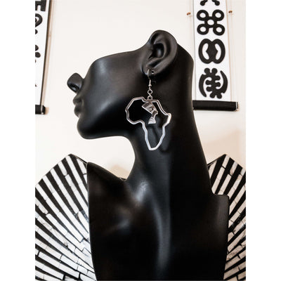 Motherland Dangling Earrings with Nefertiti Head pendant - Trufacebygrace