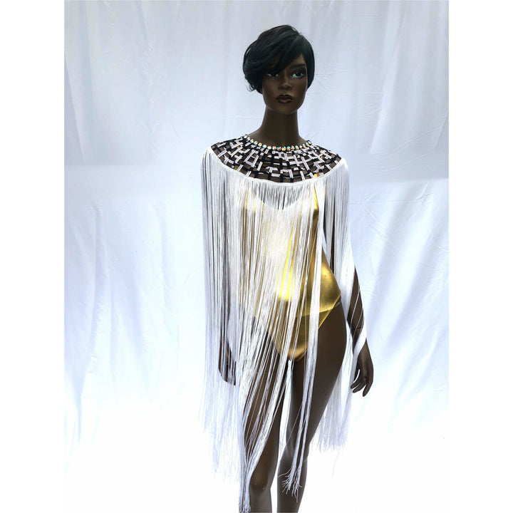 Queen Ankara Laced Long Fringe Cape - Trufacebygrace