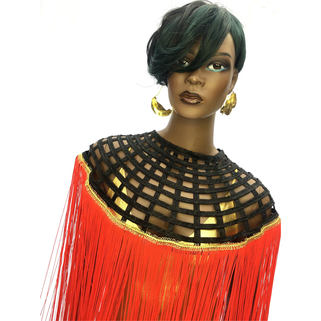 Queen Ankara Laced Long Fringe Cape - Trufacebygrace