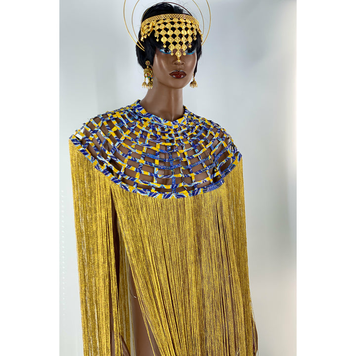 Queen Ankara Laced /Laticed Long Fringe Cape