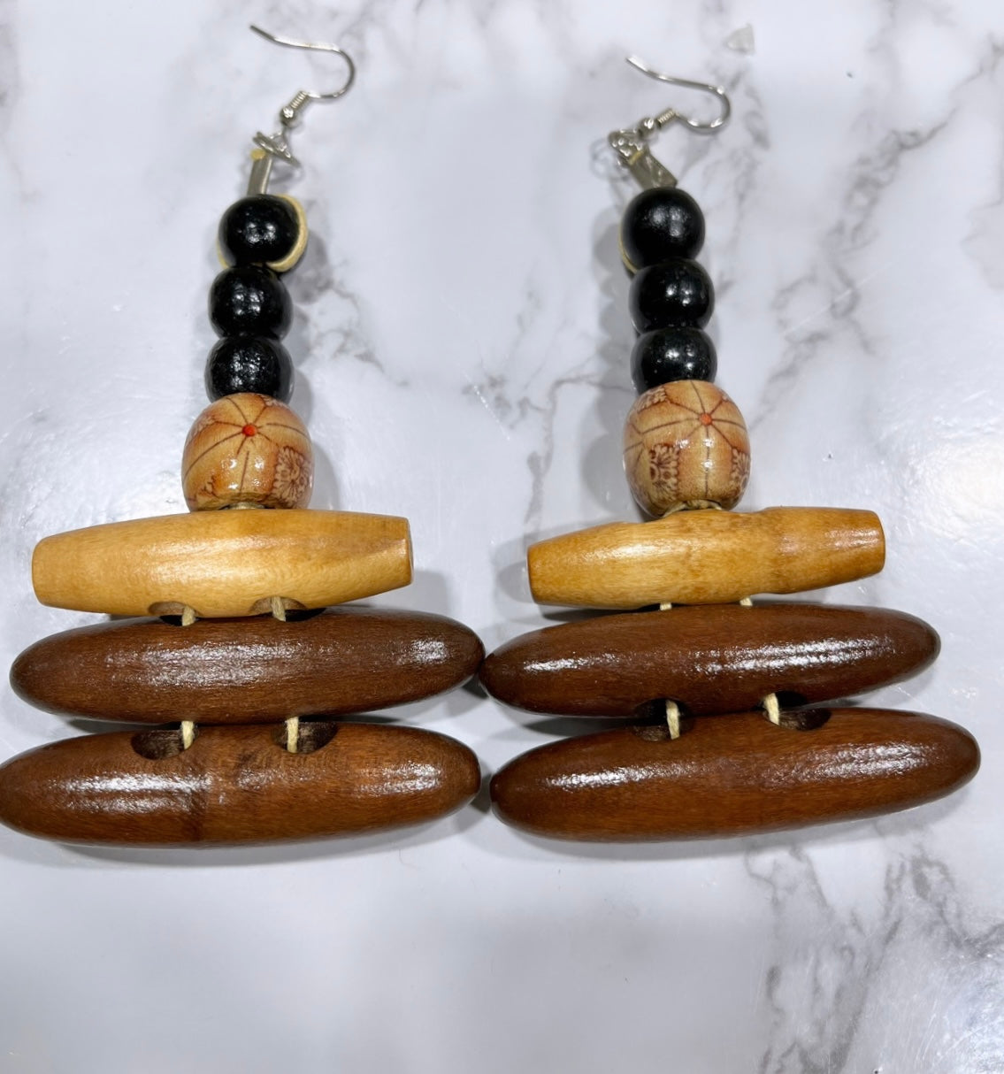 Thuso Tribal wooden drop earrings