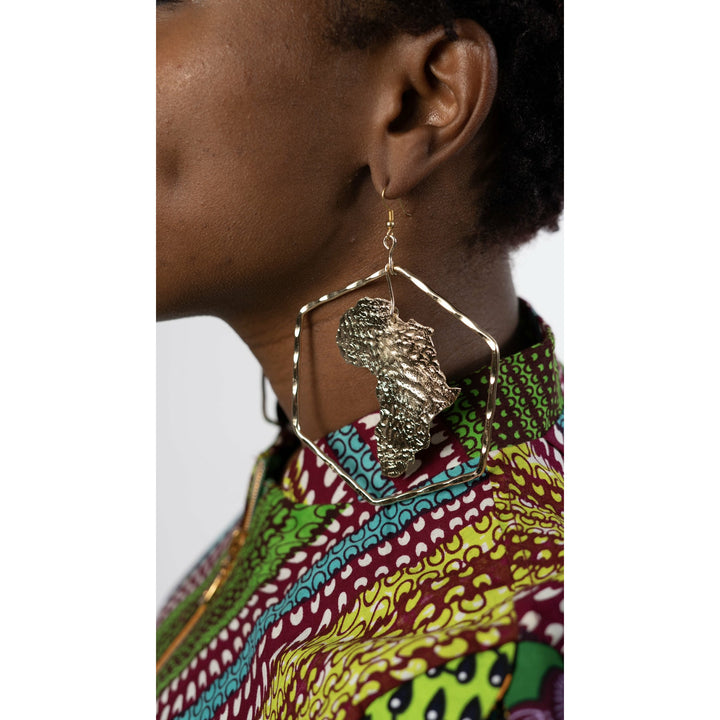 Oversized Africa to the world Hexagon earrings - Trufacebygrace