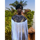 Queen Ankara Laced Long Fringe Cape - Trufacebygrace