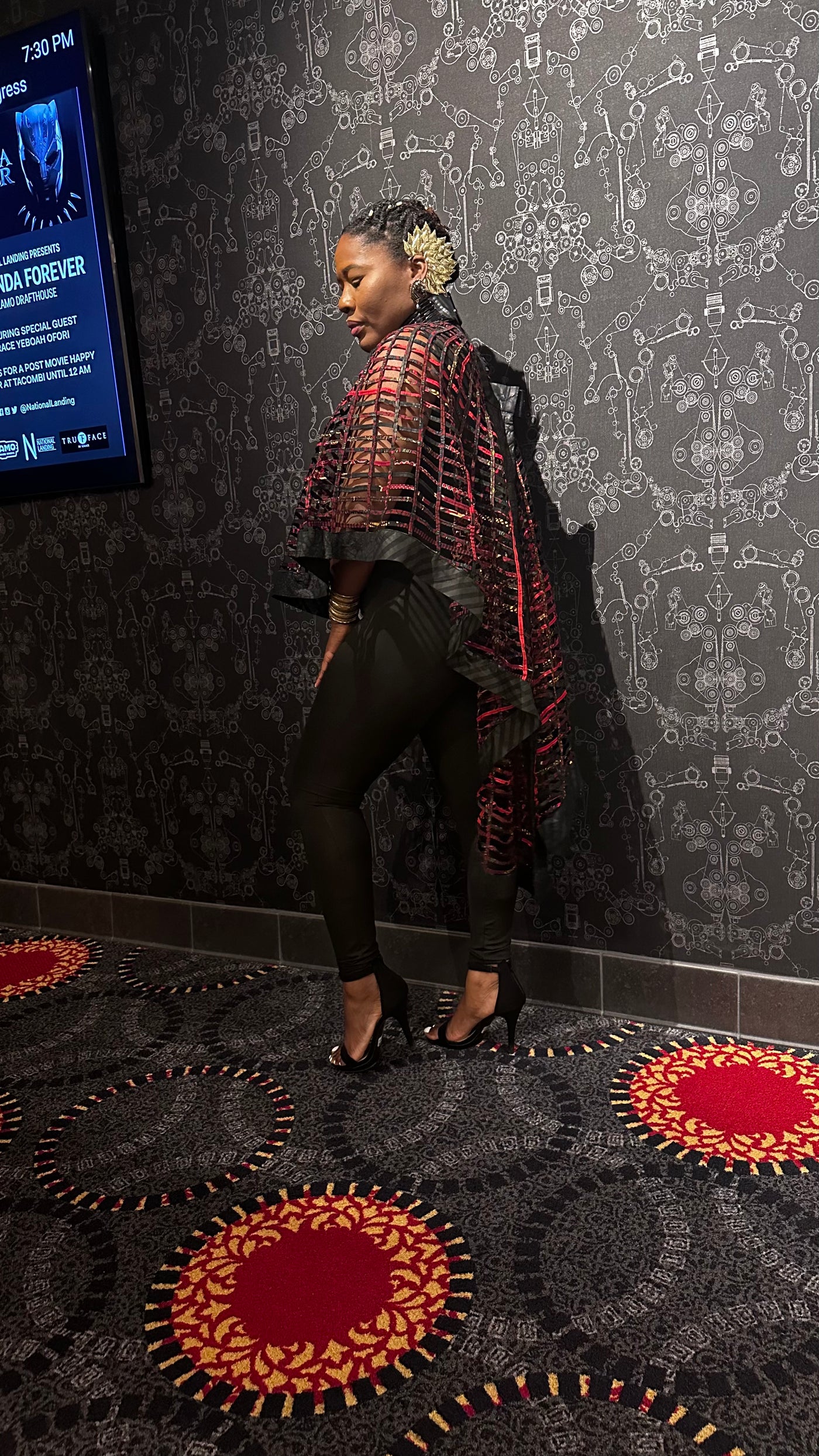 High low African Print Netted Skirt/Cape