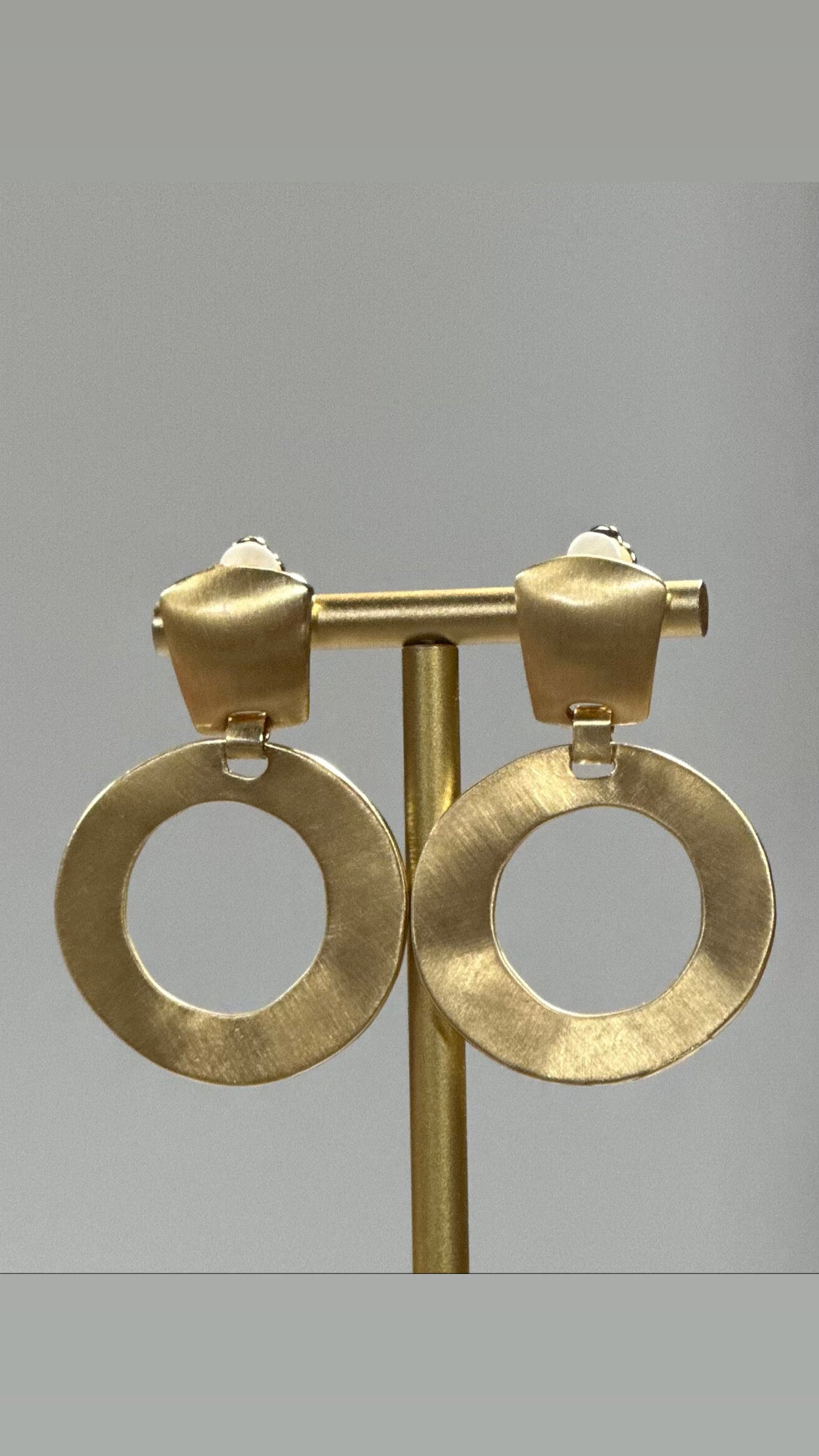 Brushed Gold Circle hoop clip on earrings