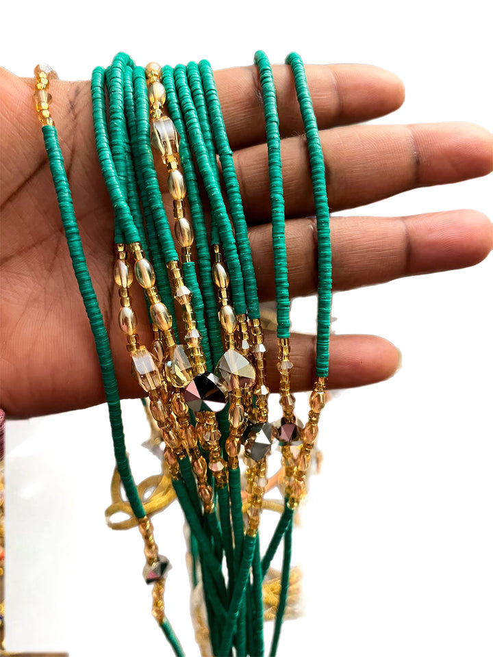 Flat disk Ghana waist beads