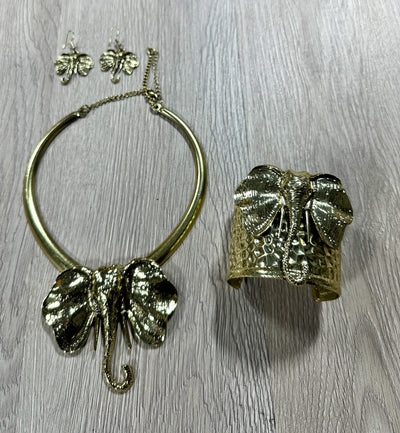 Elephant statement necklace set