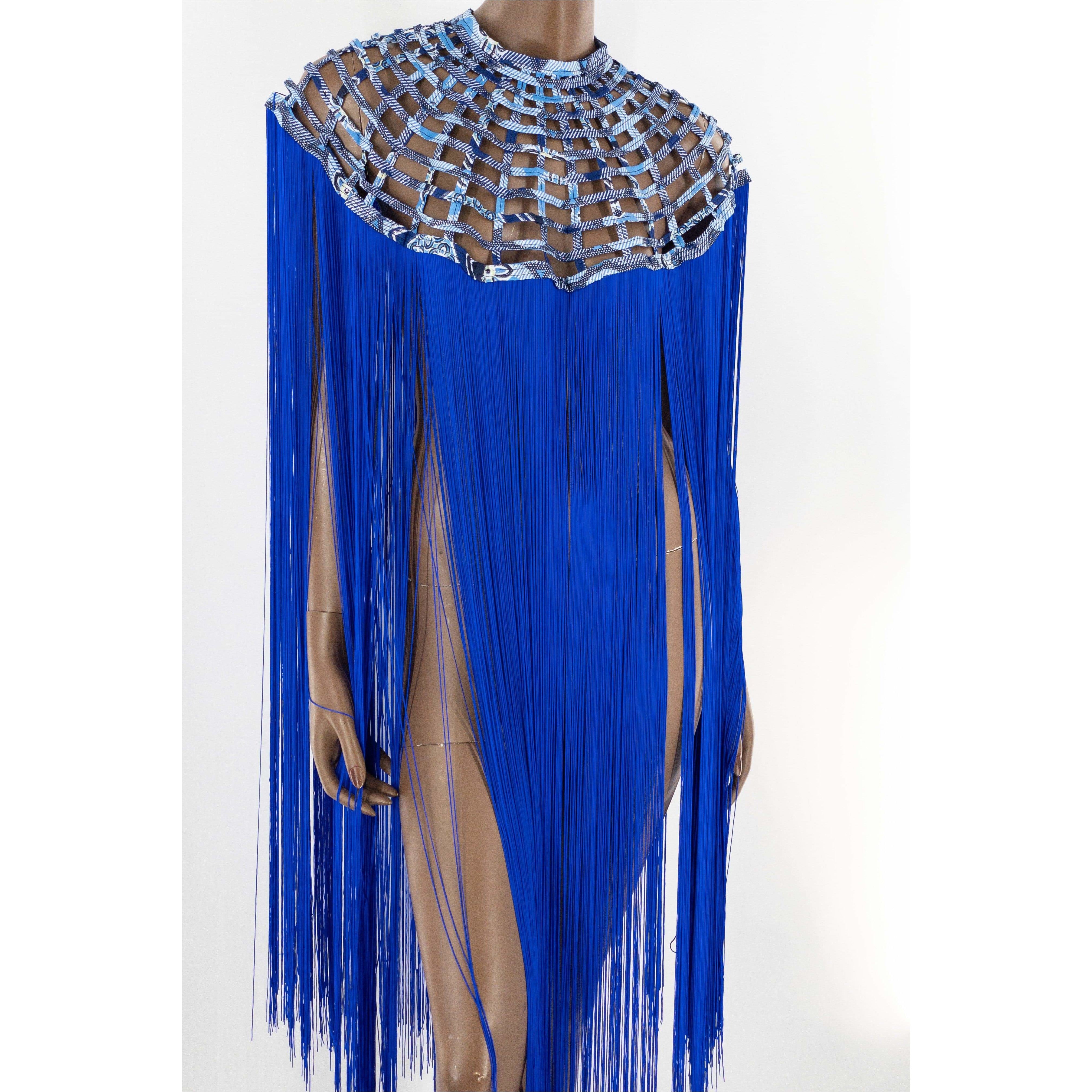 Queen Ankara Laced Long Fringe Cape - Trufacebygrace