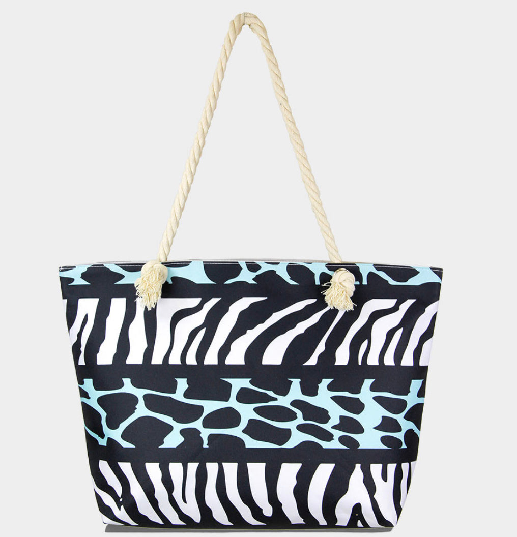 Akosua  Animal Zebra Print Beach Bag