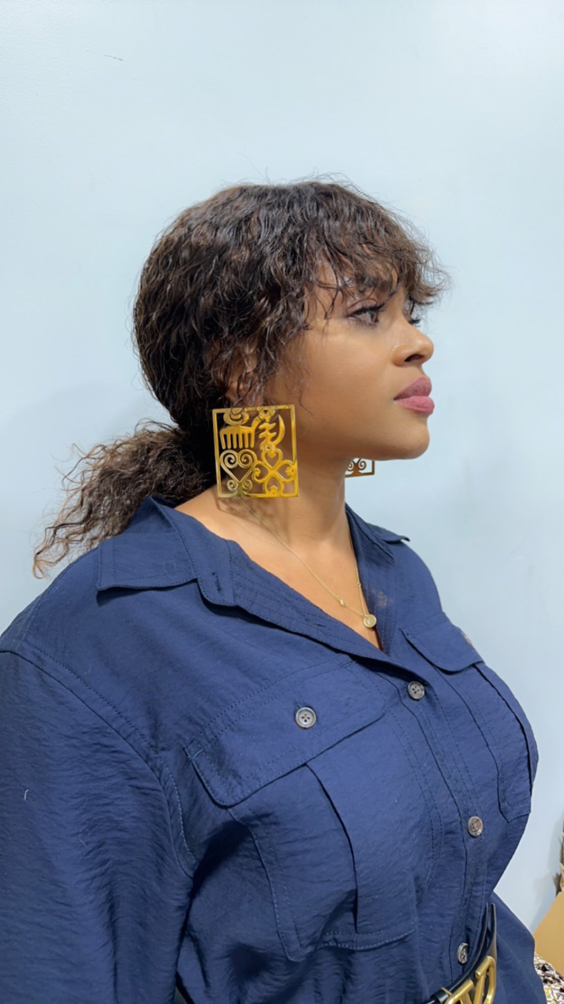 Yekrom Adinkra Symbols statement stud earrings