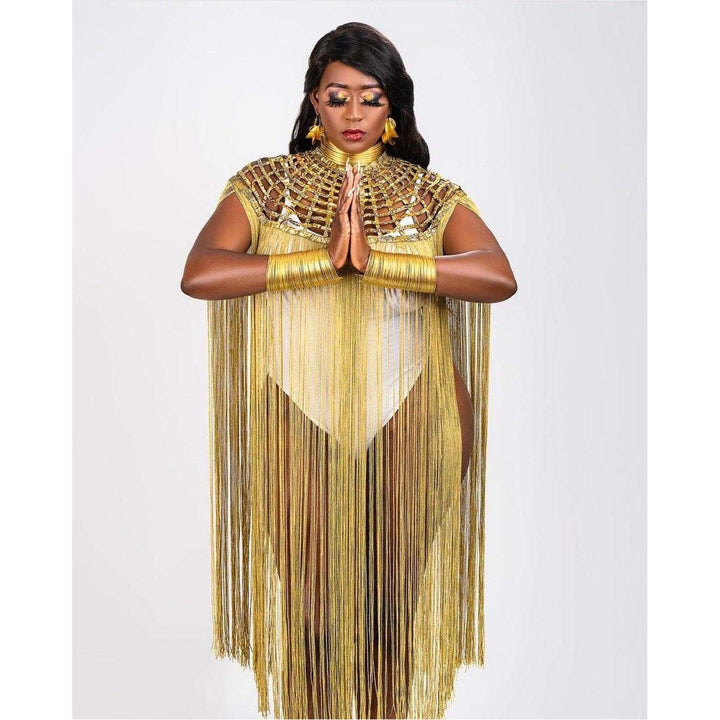 Queen Ankara Laced Long Fringe Cape - Trufacebygrace