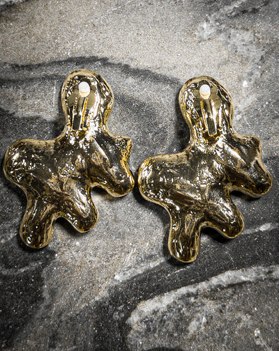 Hollow oversized chunky Clip on Earrings
