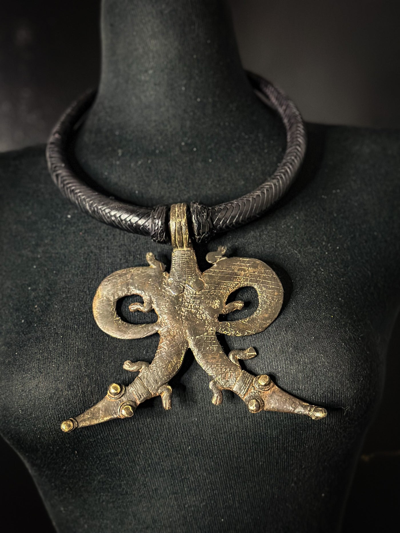 Tuareg  / Berber Vintage Metal and Leather Necklace