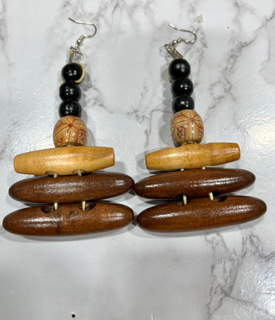 Thuso Tribal wooden drop earrings