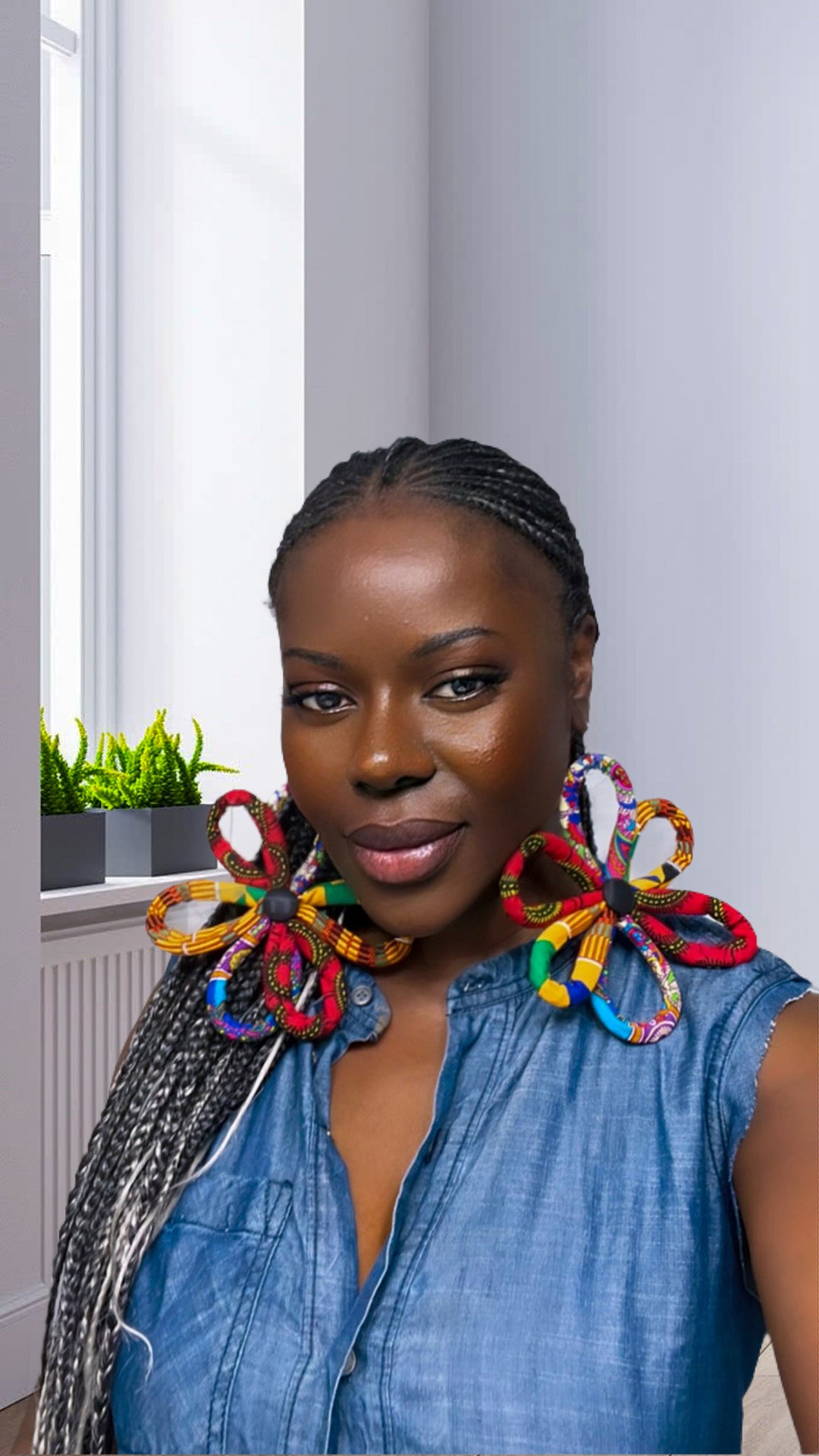 Ntoma / Ankara Print Flower Oversized Earrings