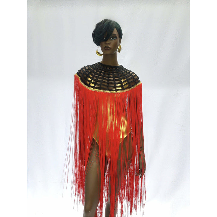 Queen Ankara Laced Long Fringe Cape - Trufacebygrace