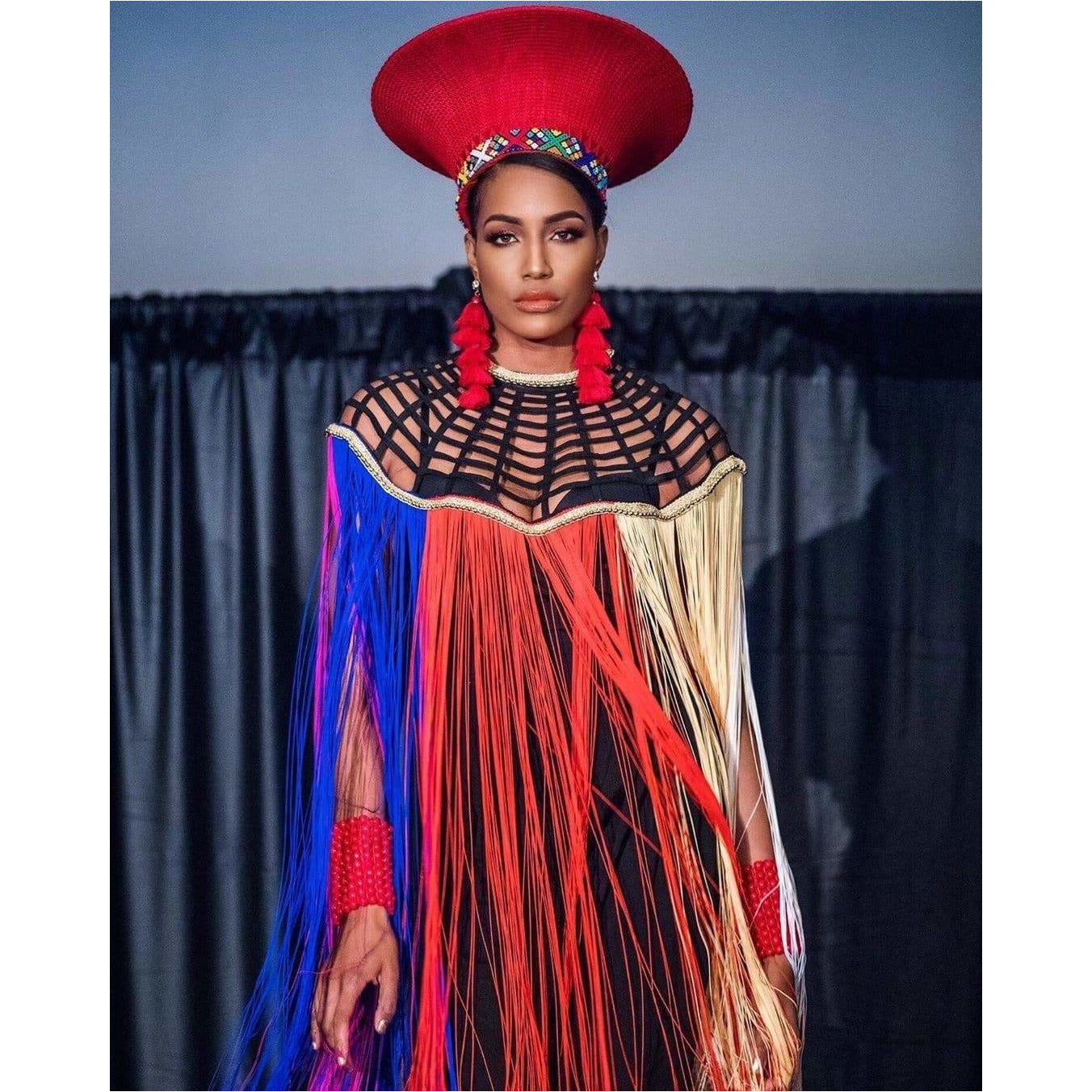 Queen Ankara Laced Long Fringe Cape - Trufacebygrace